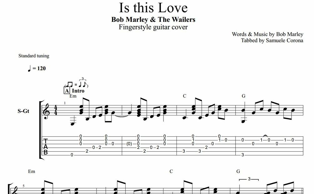 Is this love bob marley fingerstyle guitar cover