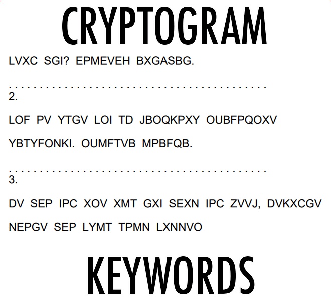 30 Cryptogram Puzzle Book Keywords
