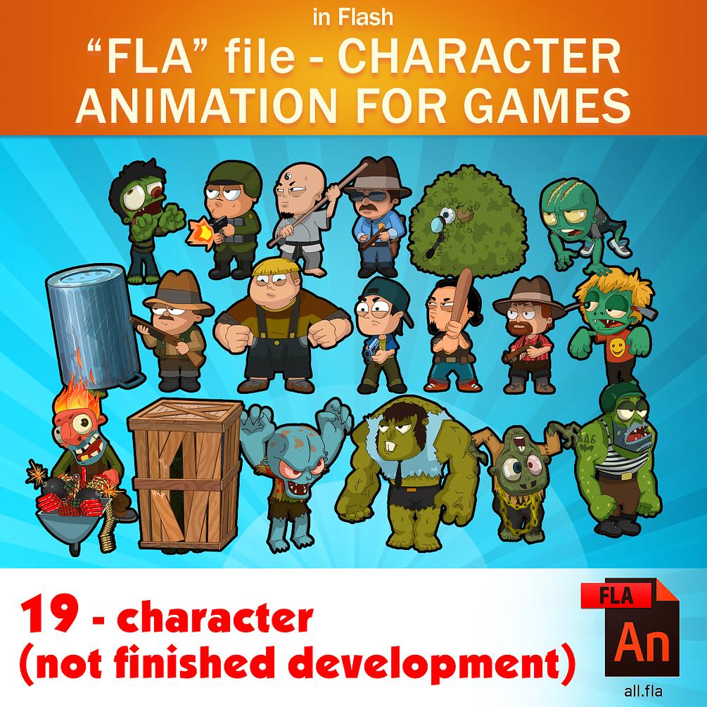 Characters animation for games “fla” file