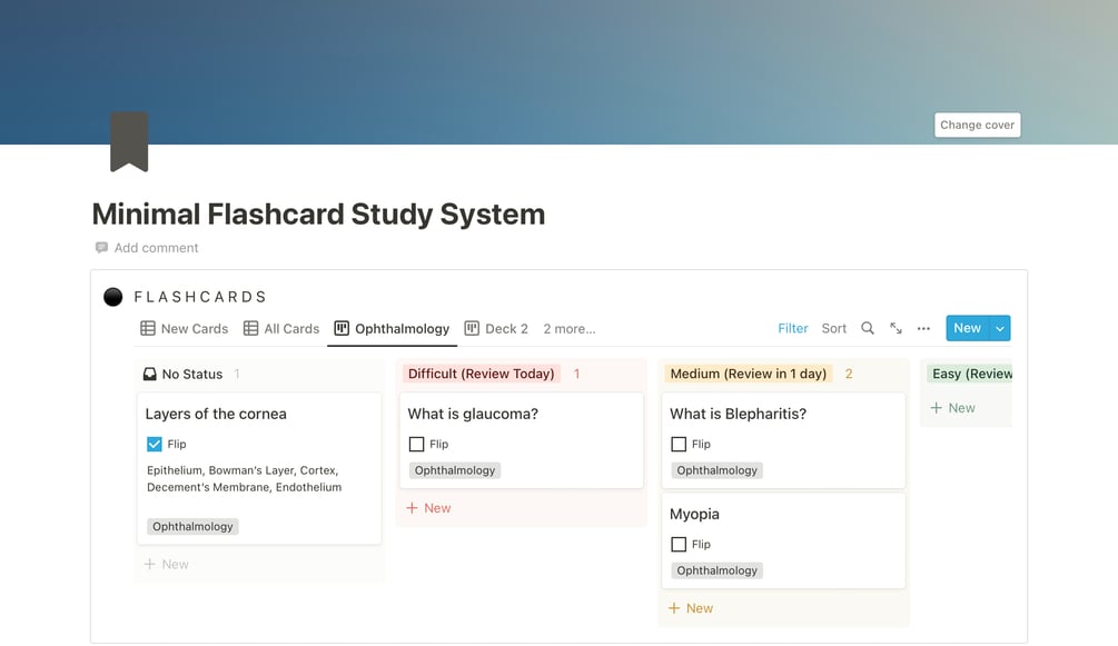 Minimal Flashcard Study System