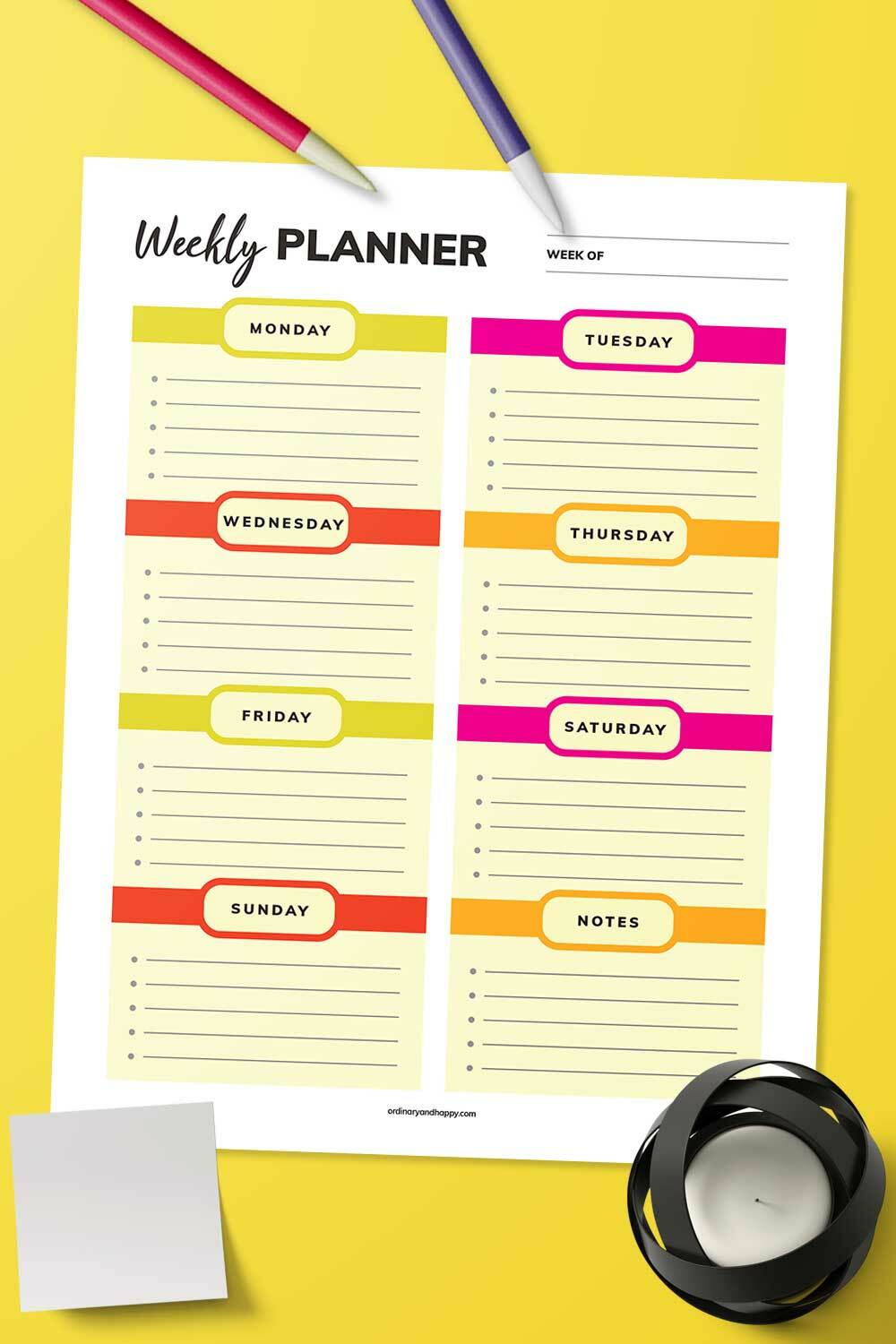 free weekly planner printable