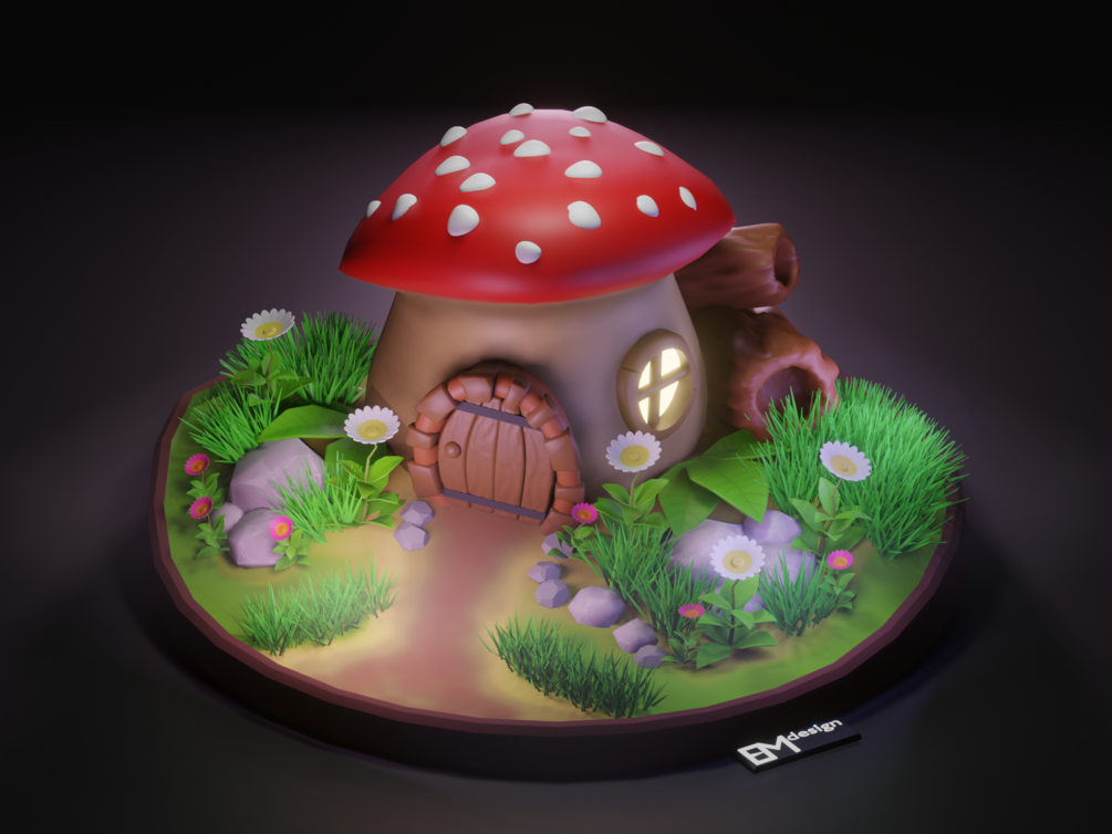 Mushroom House Blender 3D scene