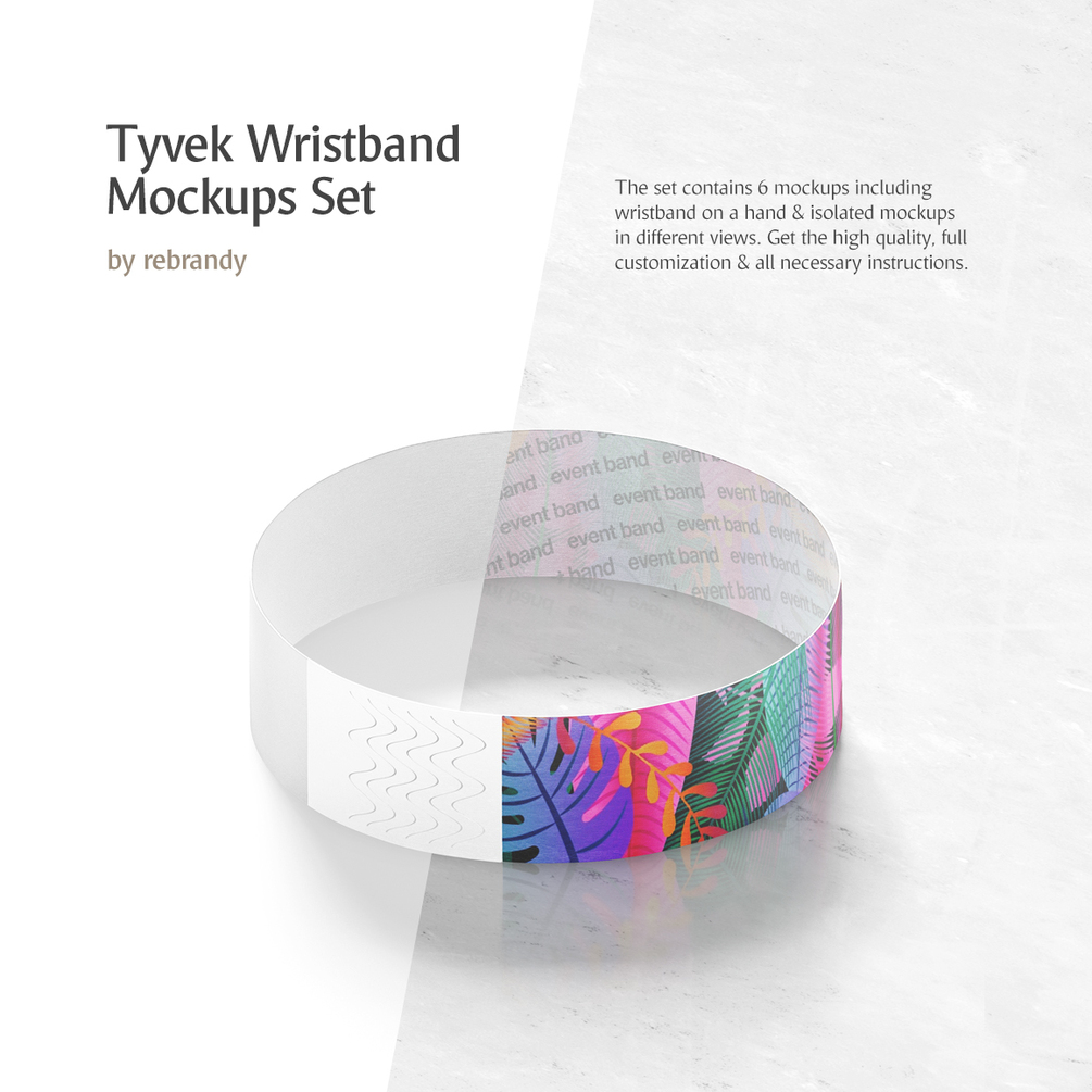 Tyvek Wristband Mockups Set