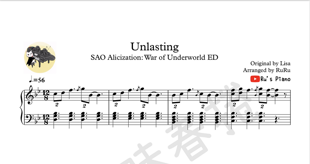 刀劍神域sao Alicization War Of Underworld Ed Unlasting Ru S Piano