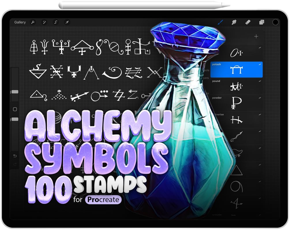 100 Procreate Alchemy Symbols Stamp Brushes Collection by ProCreativeBreeze