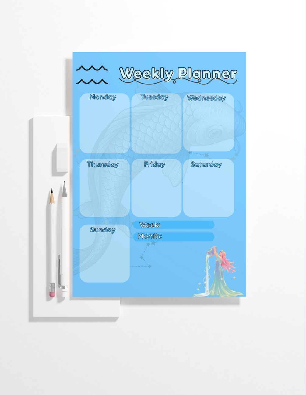 Aquarius Zodiac Digital Weekly Planner