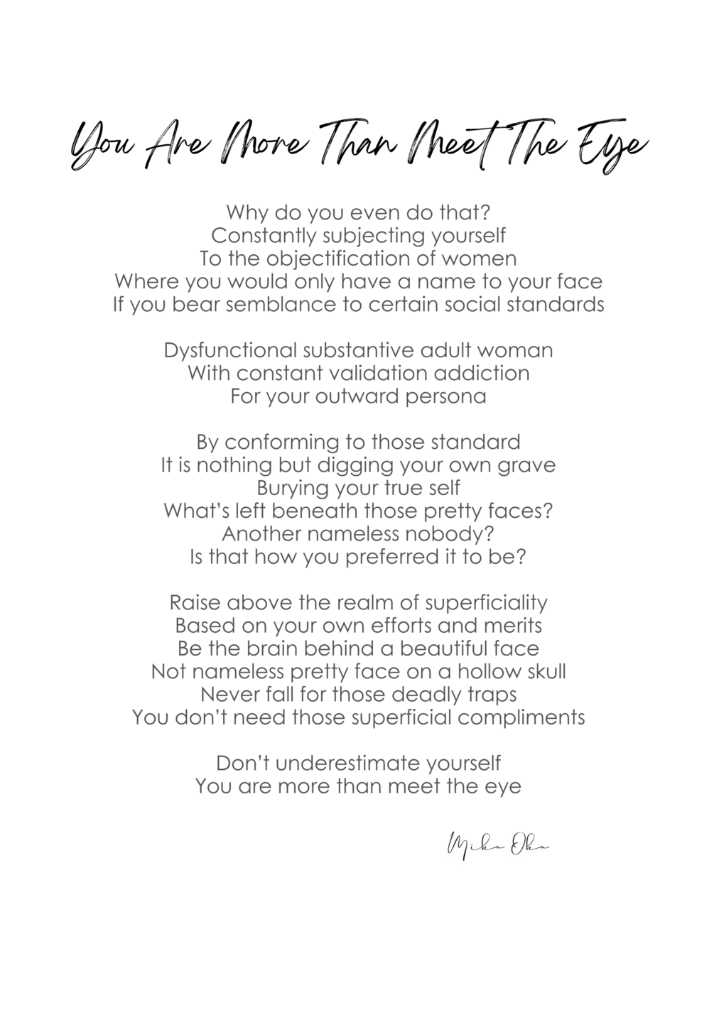 Digital Poetry You Are More Than Meet The Eye