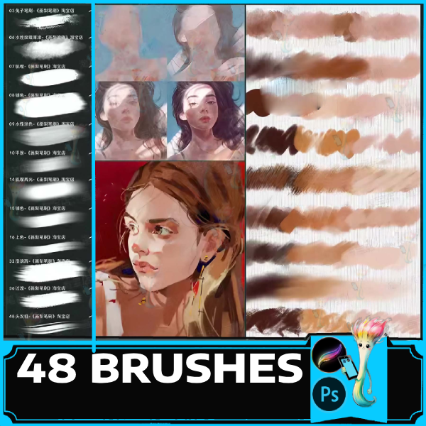 oil painting brushes, photoshop brushes, Procreate Texture, procreate gouache, procreate watercolor, ipad brush, procreate oil brush by best procreate brushes