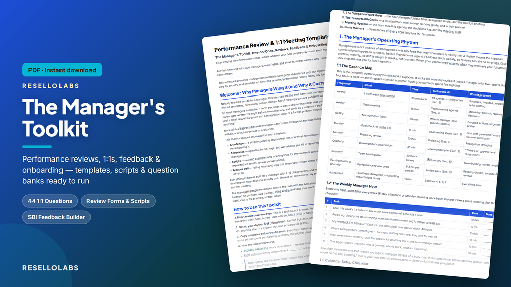 Performance Review & 1:1 Meeting Templates: Manager Toolkit