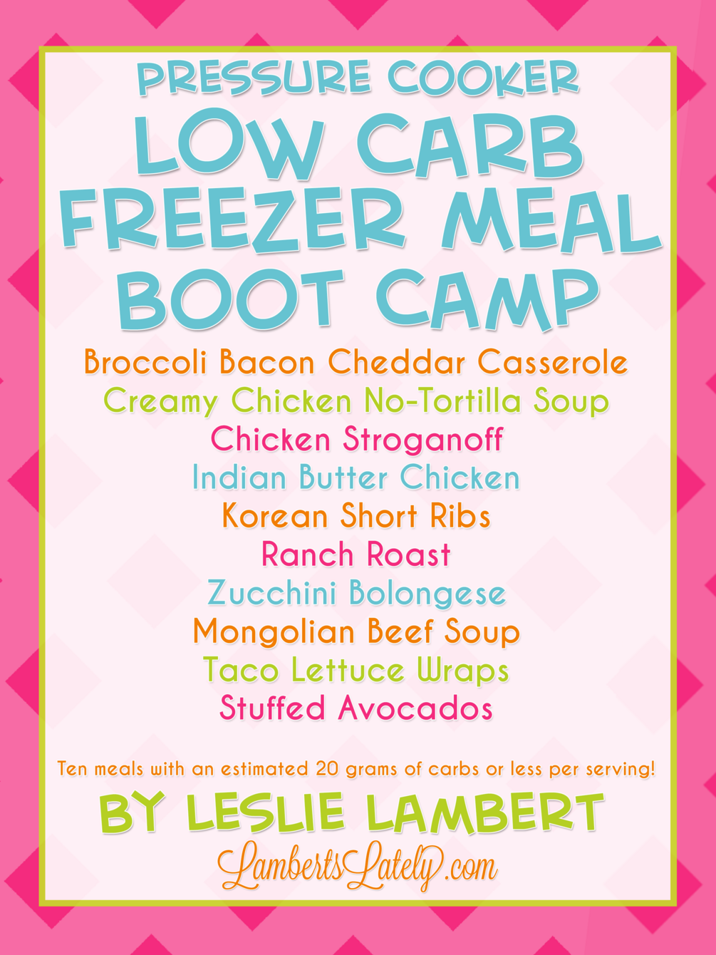Low Carb Pressure Cooker Freezer Meal Boot Camp