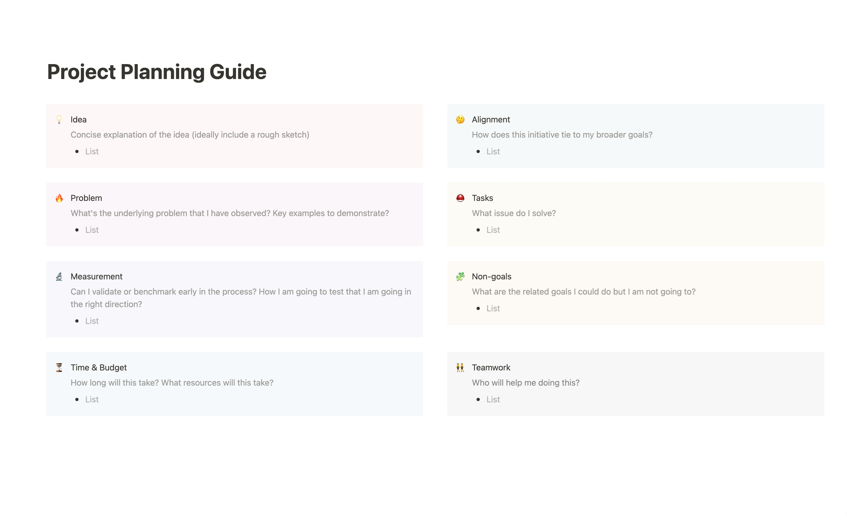 Notion Guide for free Project Planning Doodables