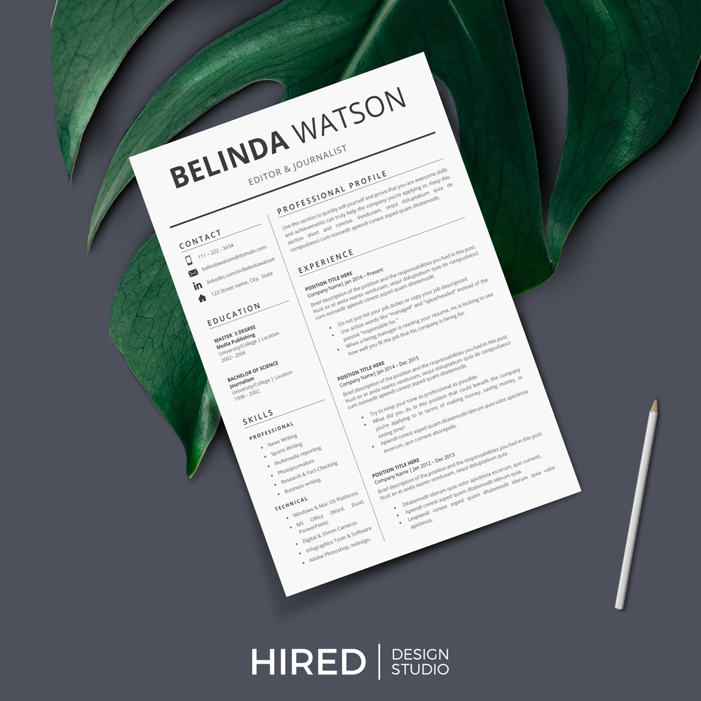 R13 BELINDA WATSON Professional and Modern Resume template CV