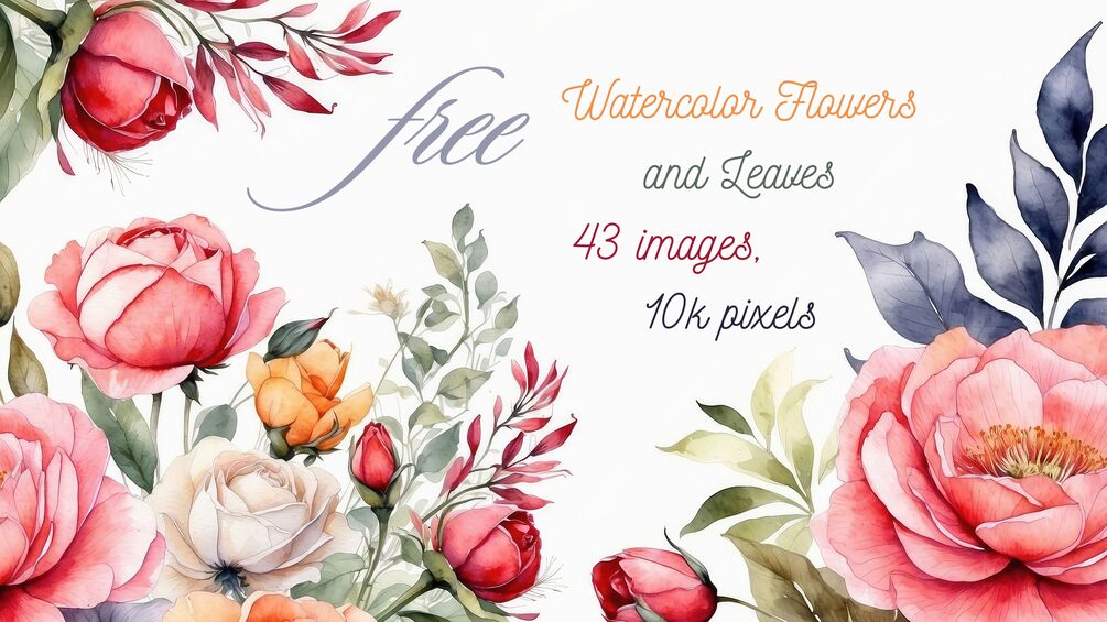 Free 10k HD Watercolor Flower and Leaves Collection - 43Images