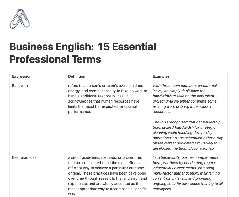 Business English: 15 Essential Professional Terms
