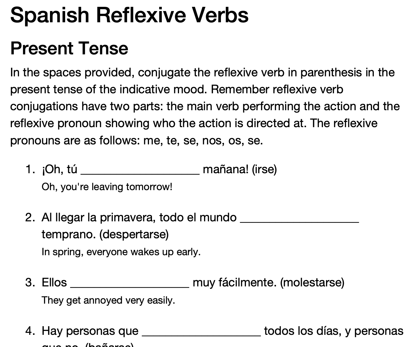 spanish-reflexive-verb-activities