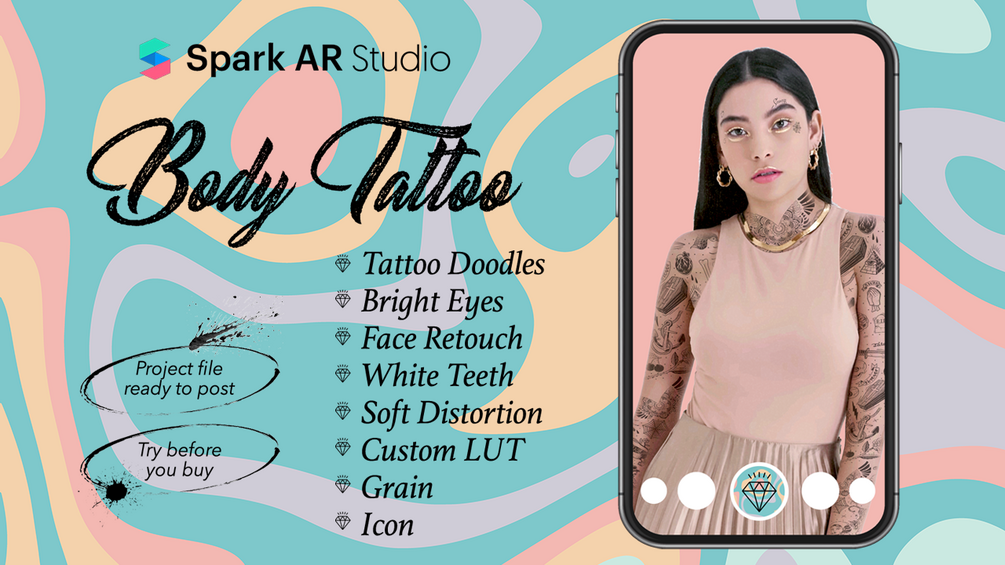 BODY TATTOO & Bright Eyes Spark AR Instagram Filter Instagram Story