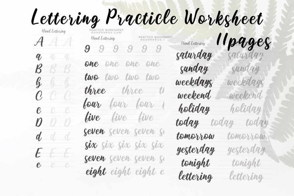 Hand lettering practice deals worksheets