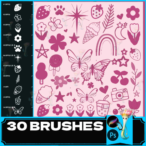 procreate brush ps brush cute cartoon nail sticker element nail sticker watermark handbook decoration hand|painted, graffiti brushes, by best procreate brushes