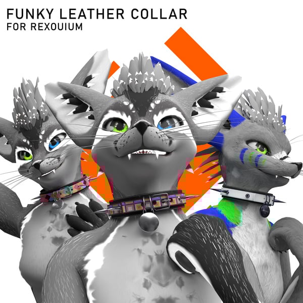 Funky leather collar for Rexouium ( VRCHAT / SDK3 )