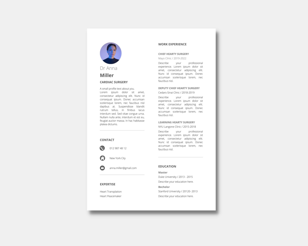 Resume Template CV Template Canva Template Application Form