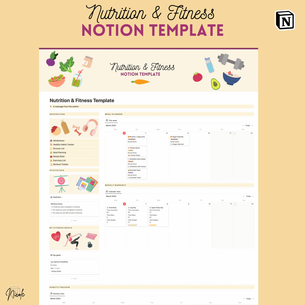 Nutrition & Fitness Notion Template