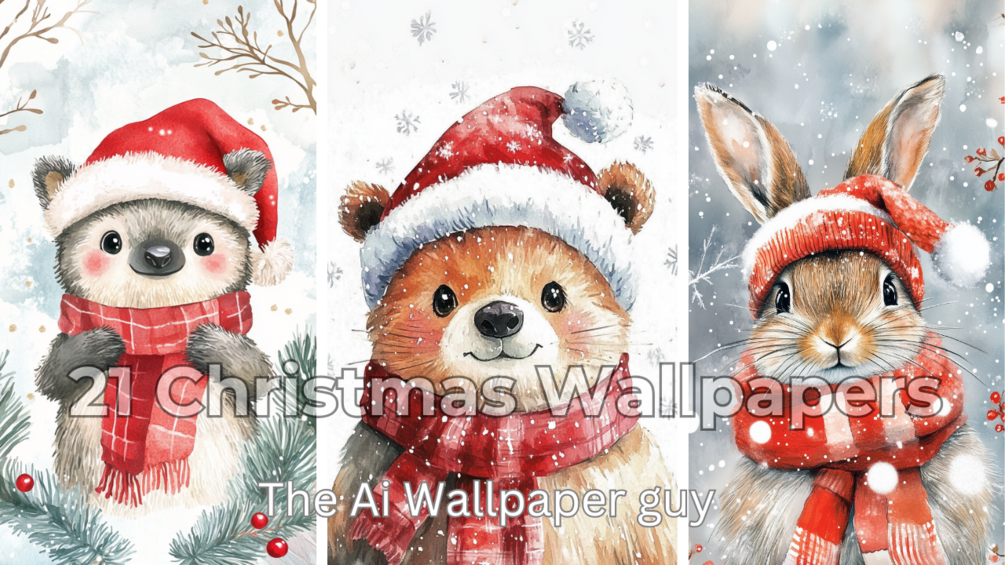 21 Christmas Animals Phone Wallpapers, Winter Wallpaper iPhone, Cute