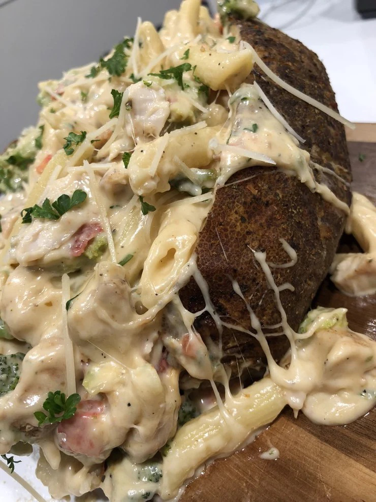 Chicken Penne Alfredo Loaded Potato Recipe