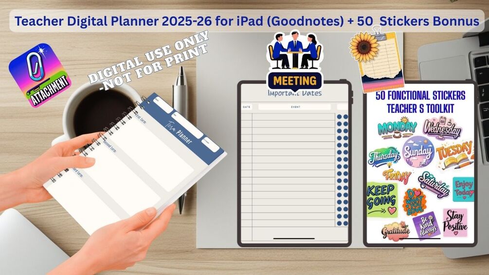 Teacher Digital Planner 2025-26 (Goodnotes,iPad) + 50 Bonus Stickers
