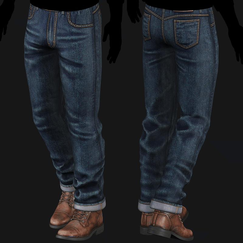 Male Casual Jeans Pants Pack - Game-Ready 3D Model | PBR 4K Denim | WOLVES STUDIO