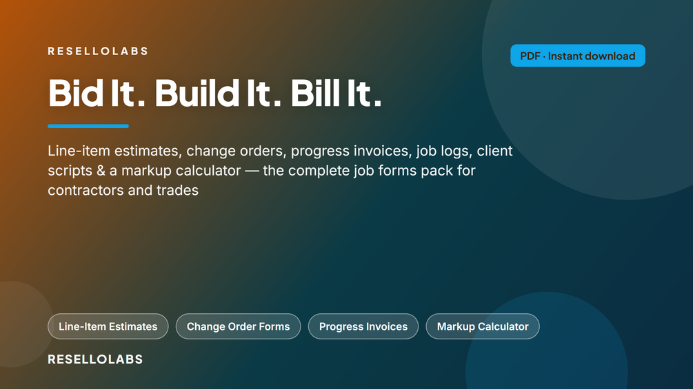 Look inside Contractor Estimate & Invoice Templates: Job Forms Pack — real pages