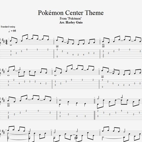 Pokemon Center Theme fingerstyle guitar tab PDF by Harley Guio