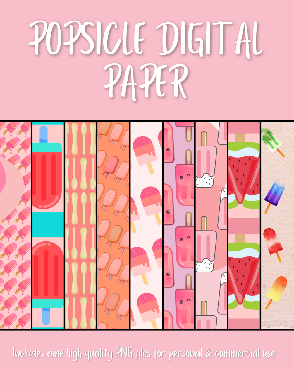 12x12 digital paper popsicles