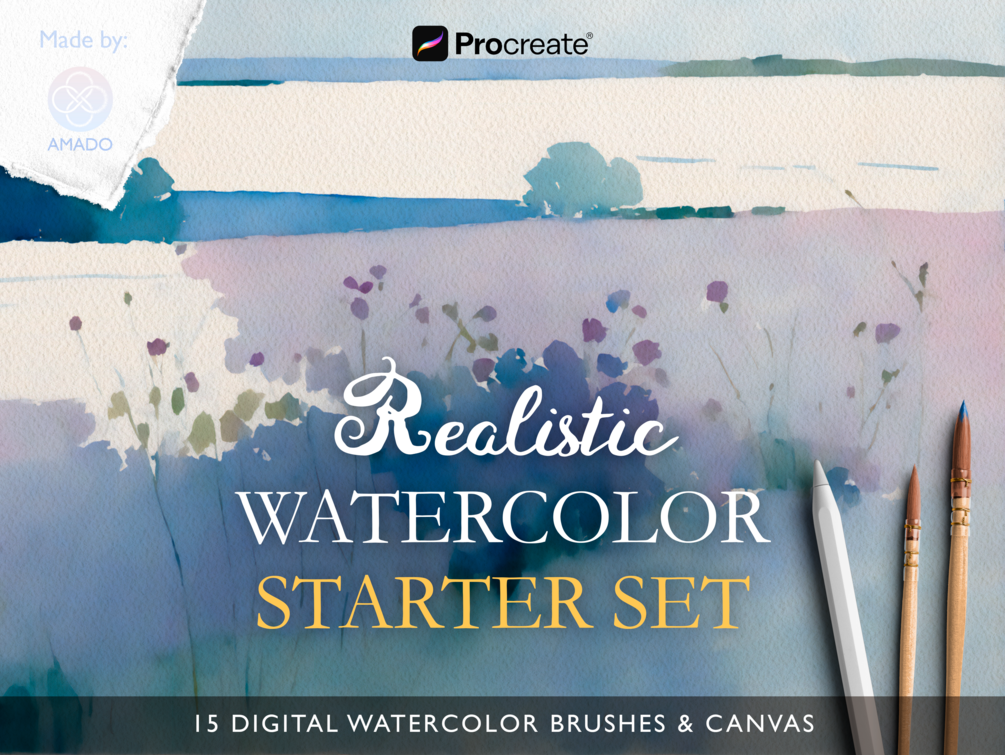Realistic Watercolor Starter Set for Procreate by Infinite Visions Gallery