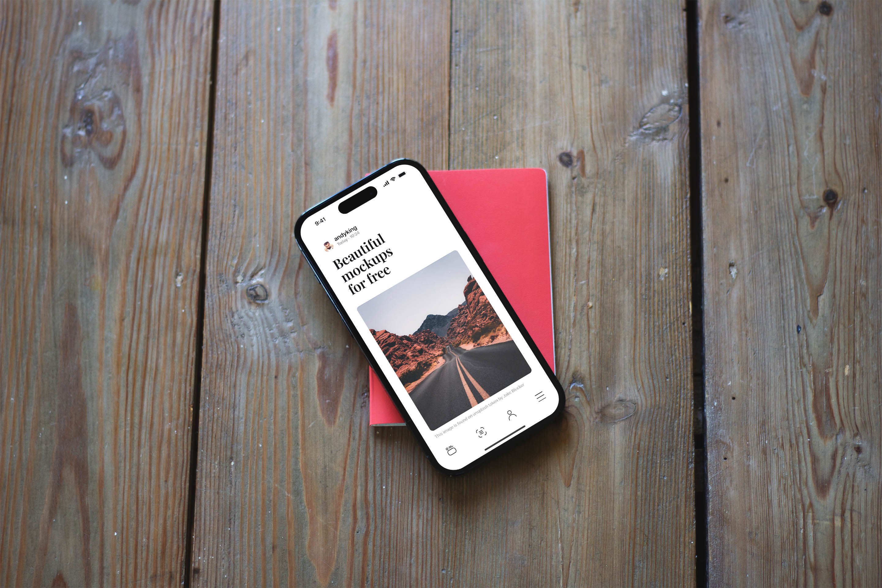 Travel Mockup iPhone 14 Pro with Passport