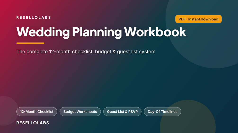 Wedding Planning Checklist & Budget Workbook (Printable PDF) cover