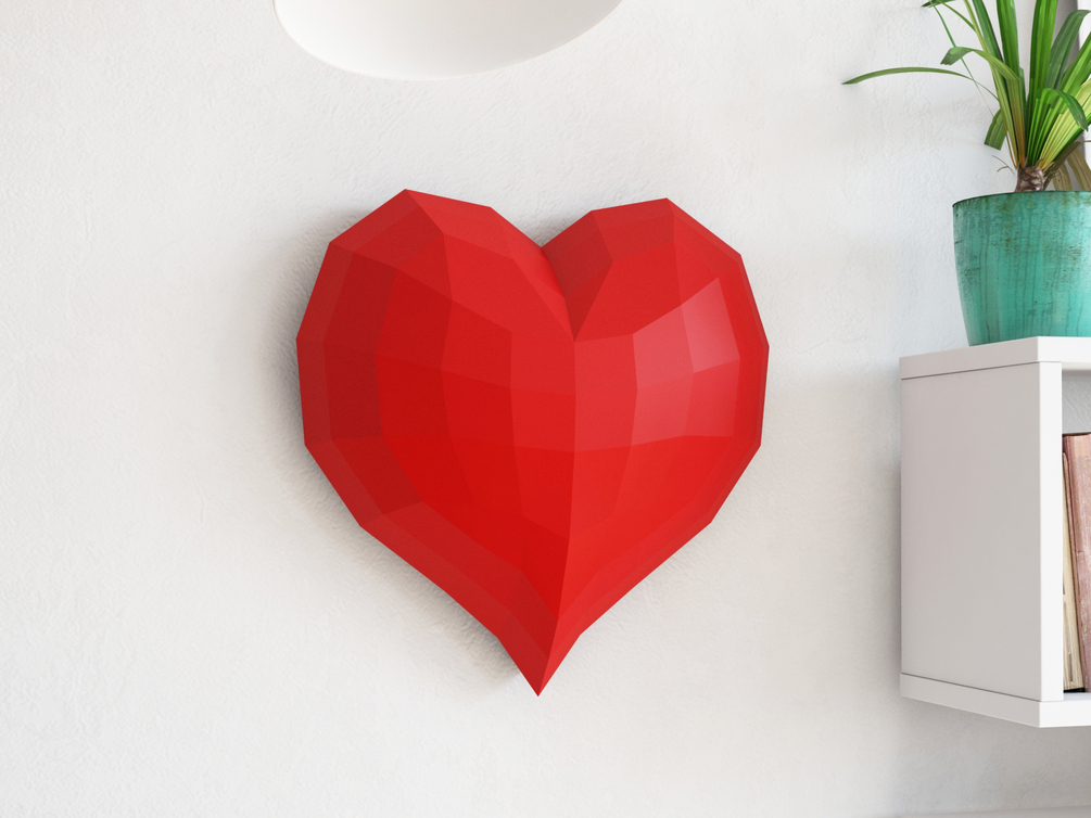 Heart papercraft PDF template DXF cameo