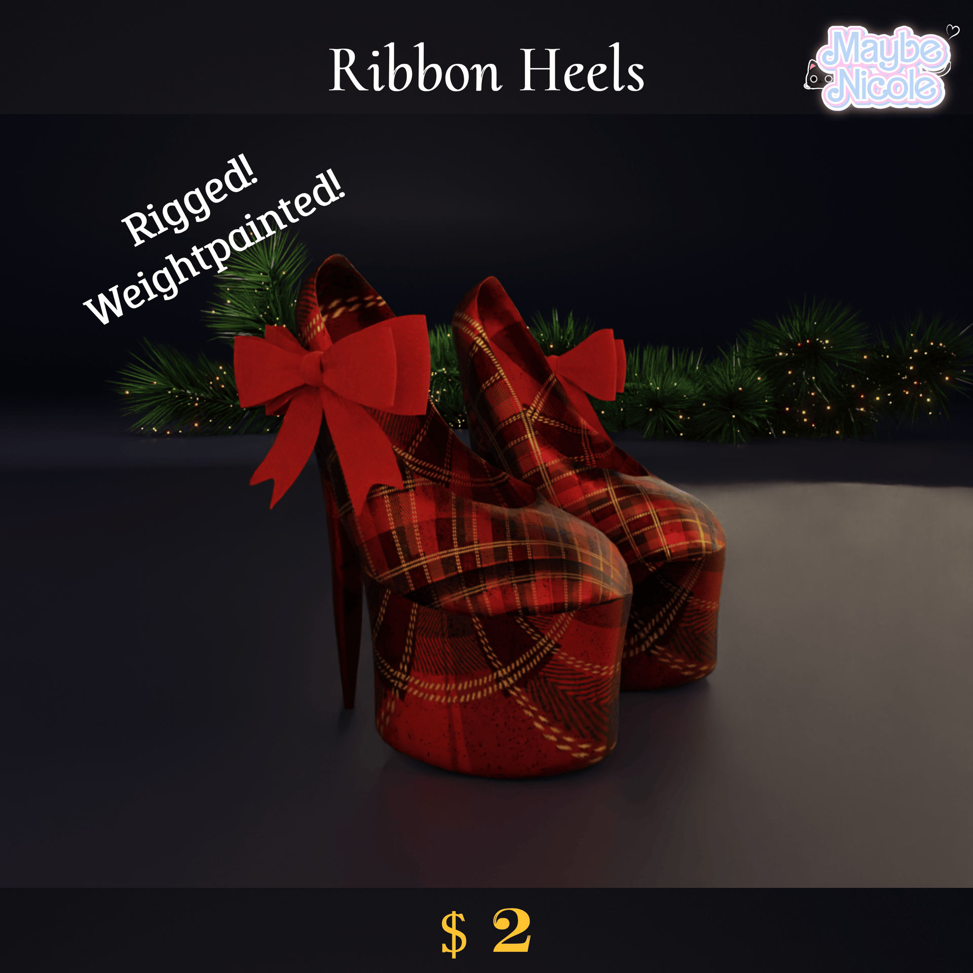 ඞ Christmas Ribbon Heels - Rigged+Weightpainted [VRChat]