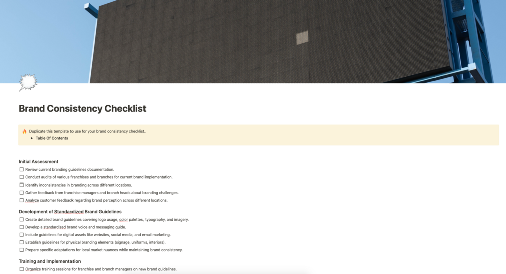 Notion Brand Consistency Checklist Template