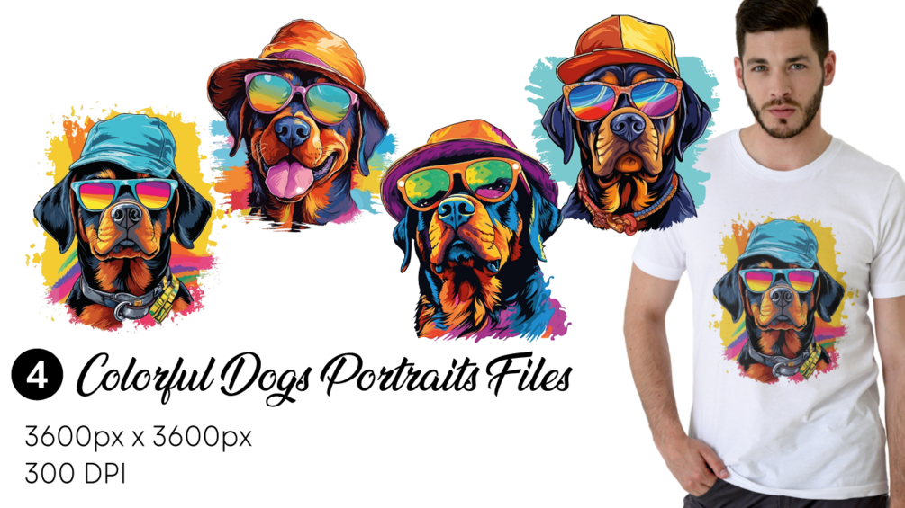 Colorful Dogs Portrait Bundles 2
