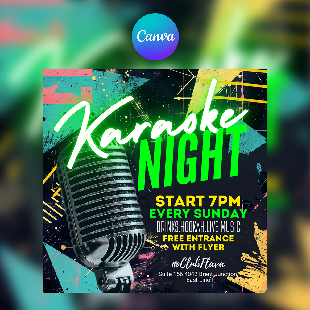  canva karaoke night flyer template editable digital flyer for party