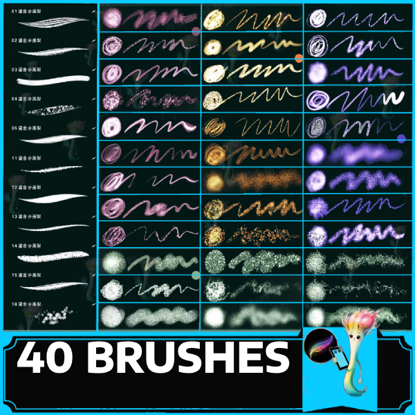 Procreate brush gold foil gilded outline glitter sequins writing gilding ancient style national tide outline color card by best procreate brushes