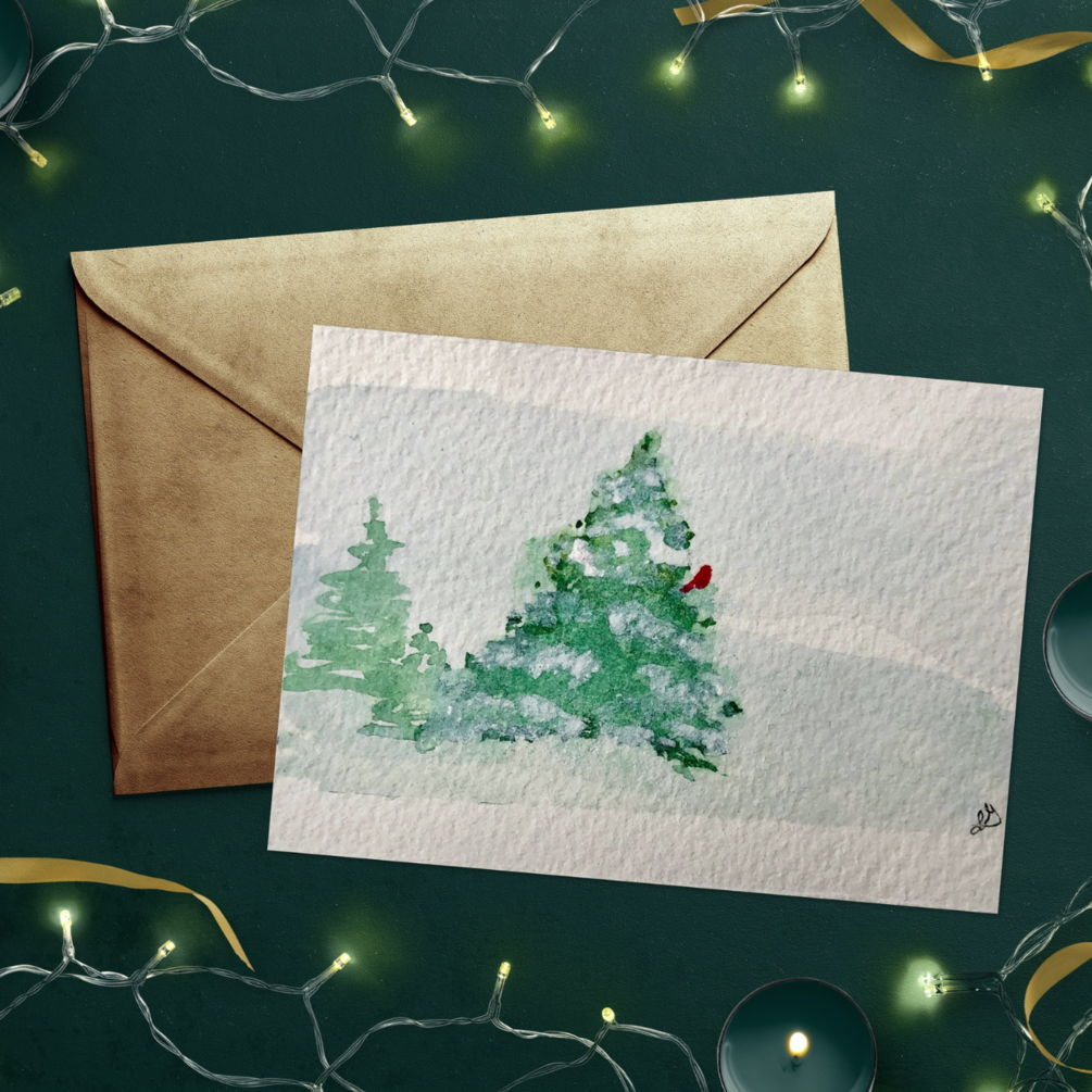 Holiday Greeting Cards Print of Original Watercolor, "Winter in Belfast, Maine"