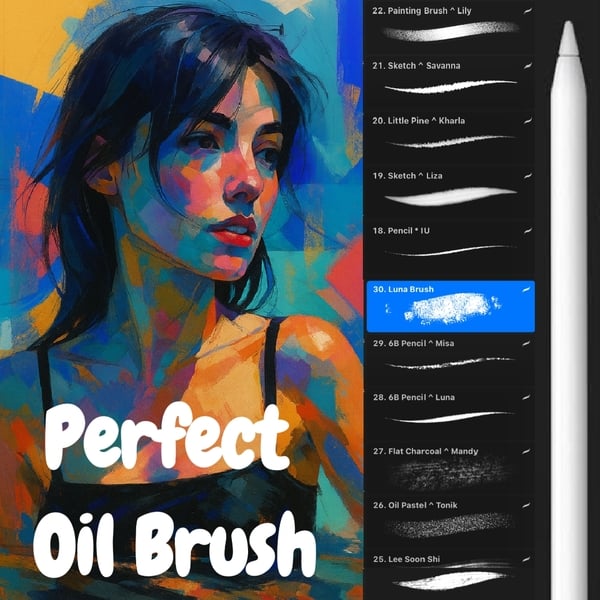 🕹️ {ONLY TODAY } (FREE DOWNLOAD 👈} The Oil Brush U Want for Procreate <3🔗 PORTRAIT + Free 5 Premium Textures! | Download Now 🪔  •  PINCELES DE ÓLEO GRATIS PARA PROCREATE 🔥 by Lovell