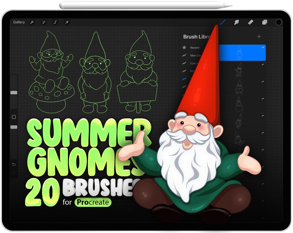 20 Summer Gnomes Brushes Collection for Procreate by ProCreativeBreeze