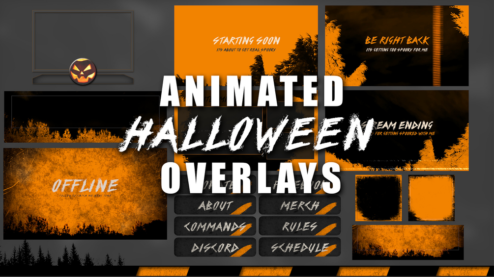 Halloween Twitch Animated Overlay pack for OBS