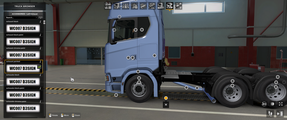 [left exhaust tuning part] Scania NG painted Side holland pipes