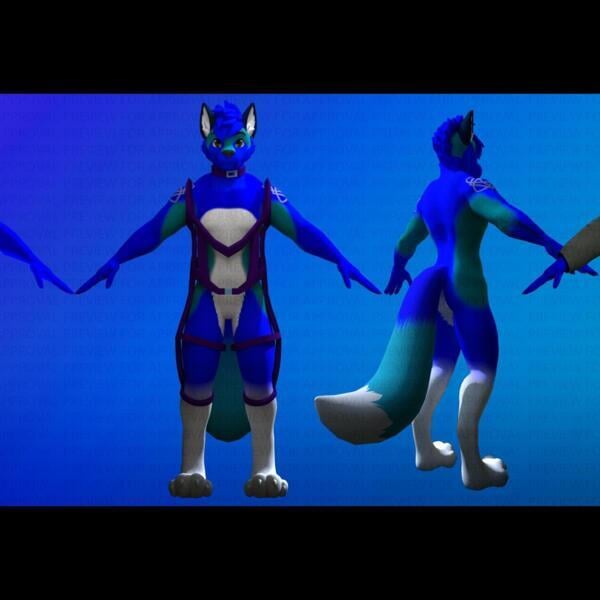 🐾 Blue Wolf VRChat Avatar (Full Body | Customizable)
