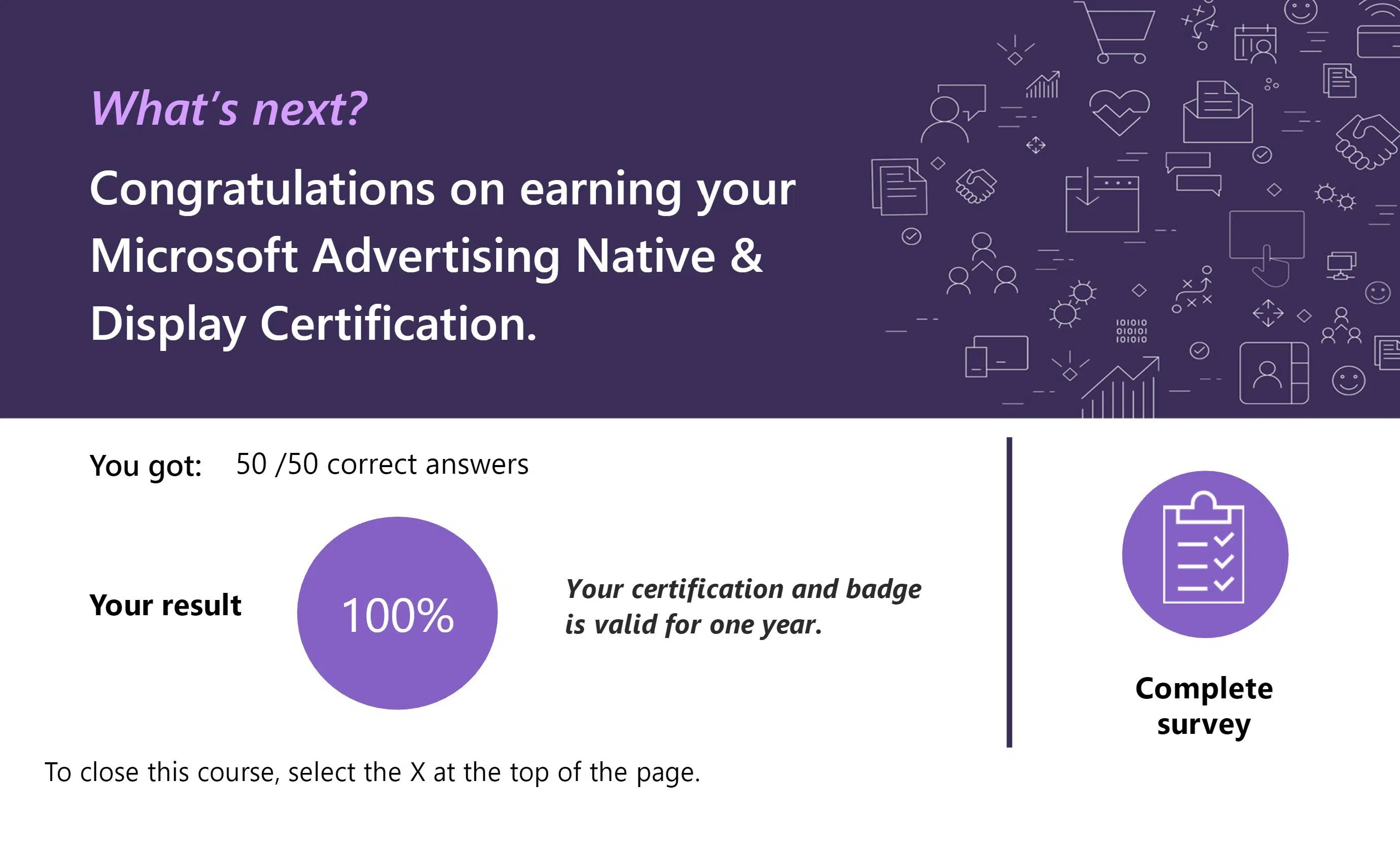 Microsoft Advertising Native & Display Certification Exam Answers score