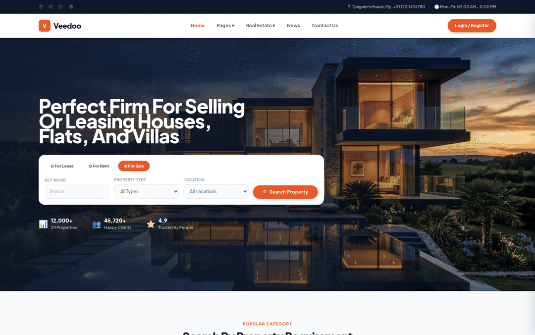 Wide desktop walkthrough GIF for Veedoo — Fashion Website Template
