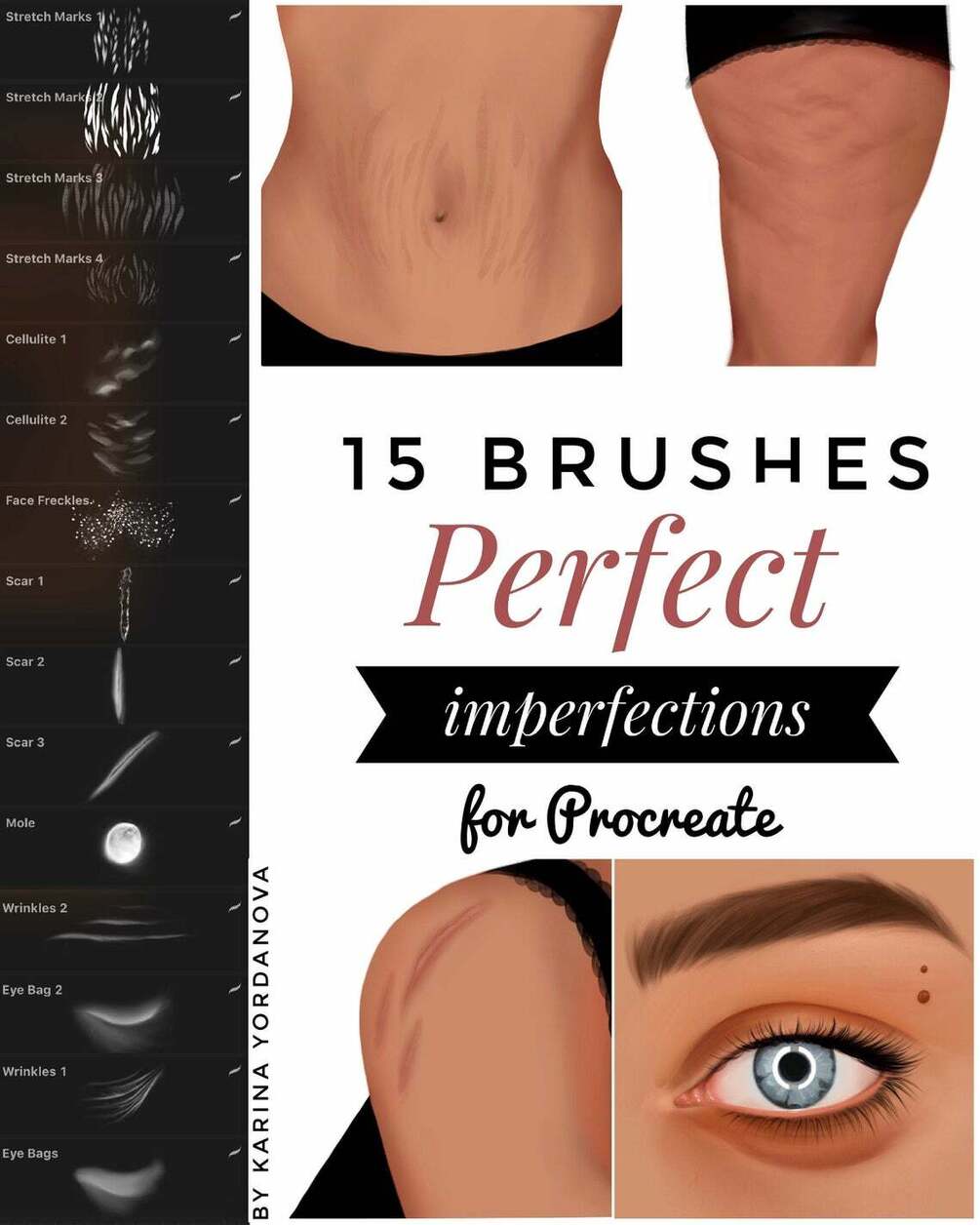 15 Perfect Imperfections Brushes (FOR PROCREATE) by karina.yordanova.art